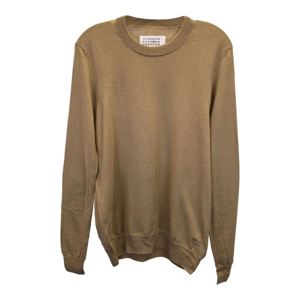 Maison Margiela Crew Neck Sweater in Beige Wool